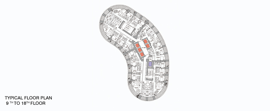 Lodha World Crest Worli - Typical floor plan of 9th to 8th floor