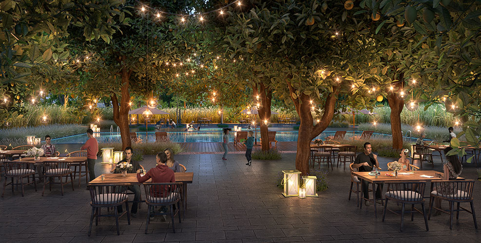Lodha Bella Vita NIMB road - Dinning area surrounded by orchards