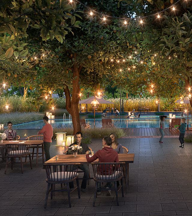 Lodha Bella Vita NIMB road - Dinning area surrounded by orchards